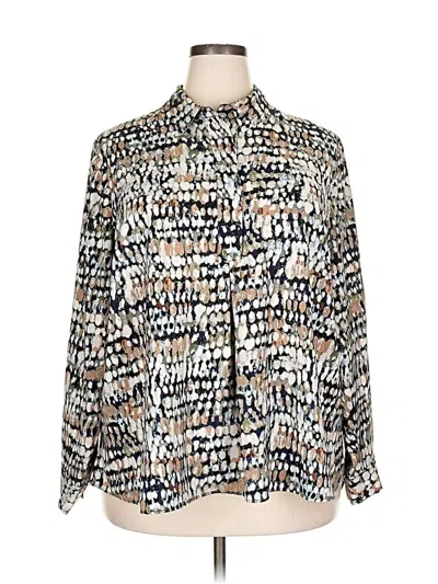 Pre-owned Nic + Zoe Long Sleeve Blouse In White