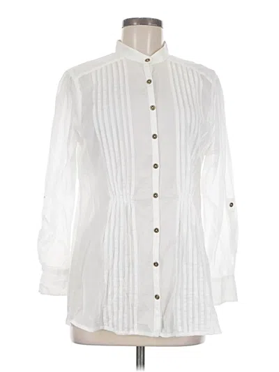 Pre-owned Nic + Zoe Long Sleeve Blouse In White