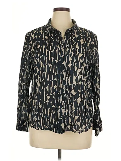 Pre-owned Nic + Zoe Long Sleeve Button Down Shirt In Black