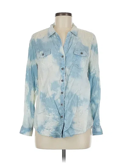 Pre-owned Nic + Zoe Long Sleeve Button Down Shirt In Blue
