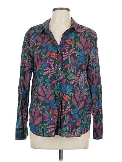 Pre-owned Nic + Zoe Long Sleeve Button Down Shirt In Blue