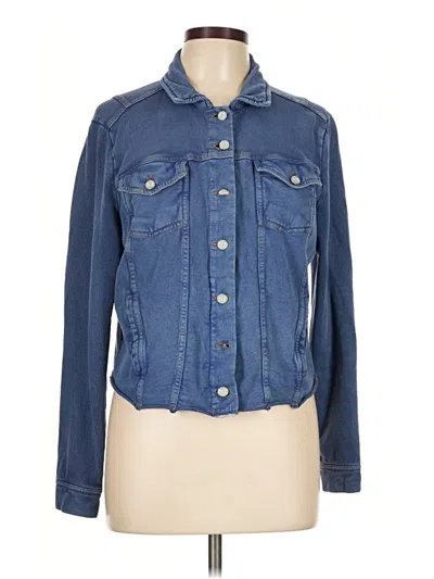 Pre-owned Nic + Zoe Long Sleeve Button Down Shirt In Blue