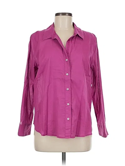 Pre-owned Nic + Zoe Long Sleeve Button Down Shirt In Purple