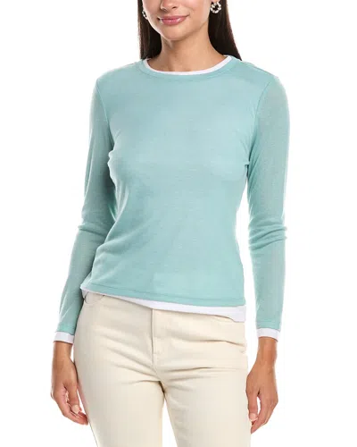 Nic + Zoe Long Sleeve Double Layer Top In Blue