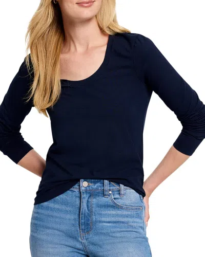 Nic + Zoe Nic+zoe Long Sleeve Scoop Neck T-shirt In Blue
