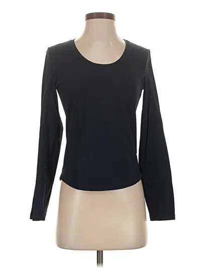 Pre-owned Nic + Zoe Long Sleeve Top Black Boatneck Tops