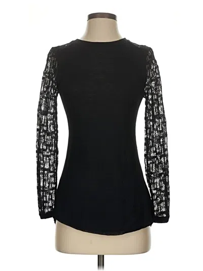 Pre-owned Nic + Zoe Long Sleeve Top Black Crew Neck Tops