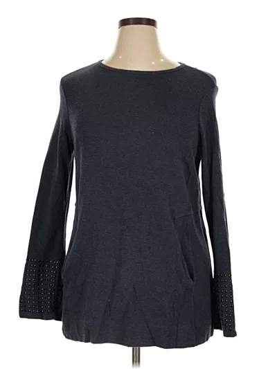 Pre-owned Nic + Zoe Long Sleeve Top Gray Boatneck Tops