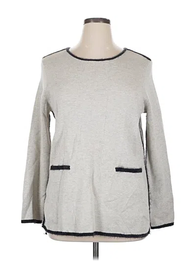 Pre-owned Nic + Zoe Long Sleeve Top Gray Crew Neck Tops