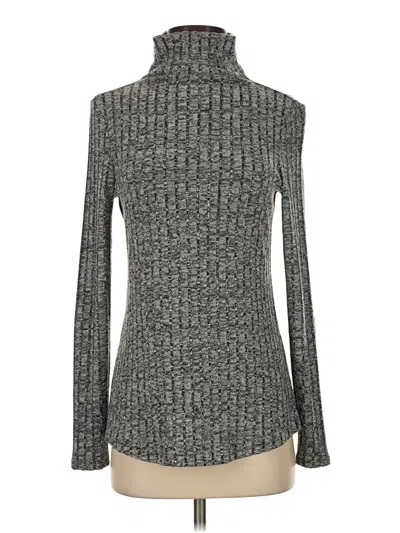 Pre-owned Nic + Zoe Long Sleeve Top Gray Turtleneck Tops