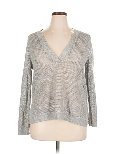 Pre-owned Nic + Zoe Long Sleeve Top Gray V Neck Tops