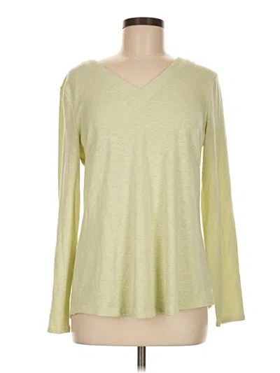 Pre-owned Nic + Zoe Long Sleeve Top Green V Neck Tops