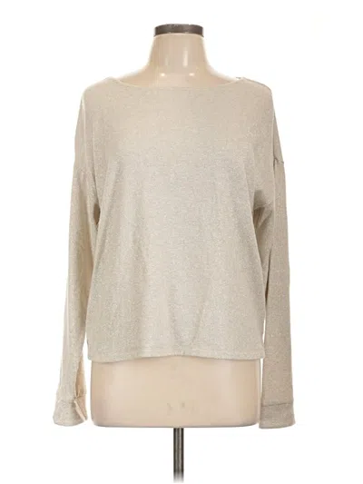 Pre-owned Nic + Zoe Long Sleeve Top Tan Boatneck Tops In Brown