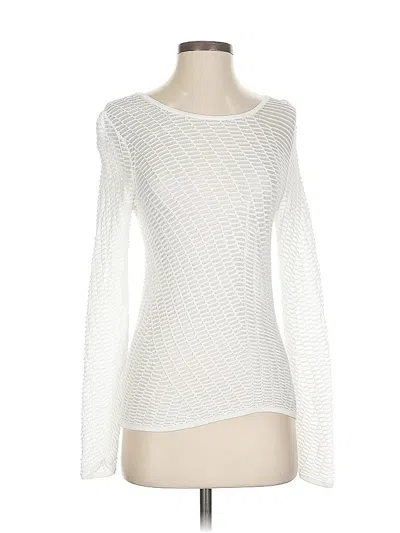 Pre-owned Nic + Zoe Long Sleeve Top White Boatneck Tops