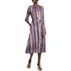 Nic + Zoe Nic+zoe Loren Animal Stripe Long Sleeve Midi Shirtdress
