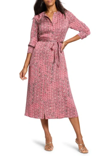 Nic + Zoe Herringbone Stamp Loren Dress In Red Multi