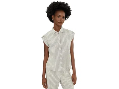 Nic + Zoe Lurex Linen Resort Shirt Women's Clothing Neutral Multi: Xl In Gray