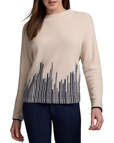 Nic + Zoe Nic+zoe Luxe Cashmere Flame Stitch Sweater In Neutral Multi