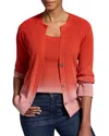 Nic + Zoe Nic+zoe Ombre Ribbed Cardigan In Red