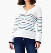 Nic + Zoe Nic+zoe Petites Maritime Cotton V Neck Henley Sweater In Beige