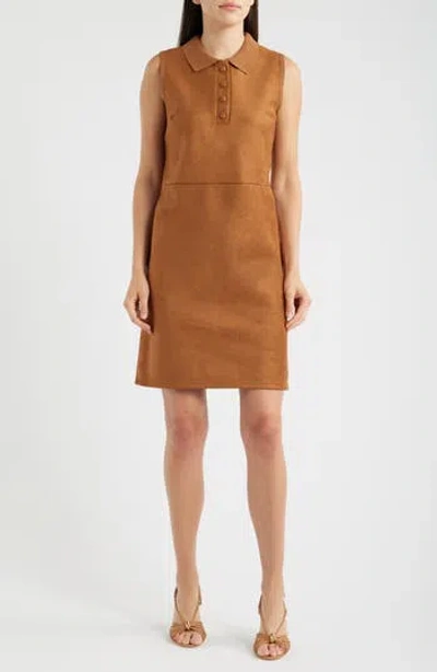 Nic + Zoe Nic+zoe Marley Faux Suede Sheath Dress In Brown