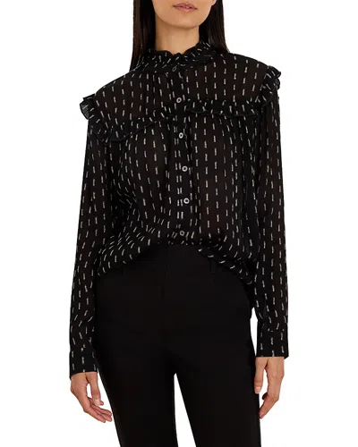 Nic + Zoe Nic+zoe Mayfair Nights Chiffon Shirt In Black