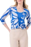Nic + Zoe Nic+zoe Meadow Mix 4-way Linen Blend Convertible Cardigan In Blue Multi