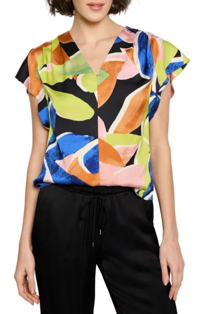 NIC + ZOE NIC+ZOE MEGA BLOOMS FLUTTER SLEEVE TOP