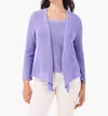 Nic + Zoe Open Stitch 4-way Cotton Blend Cardigan In Purple