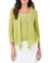 Nic + Zoe Open Stitch 4-way Cotton Blend Cardigan In Grasshopper