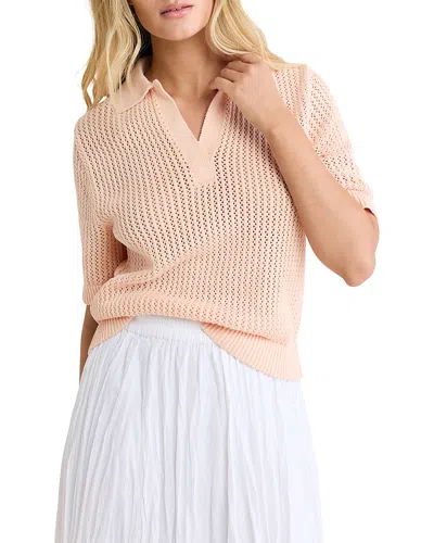 Nic + Zoe Nic+zoe Mesh Polo Sweater In Neutral