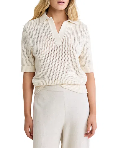 Nic + Zoe Nic+zoe Mesh Polo Sweater In Neutral
