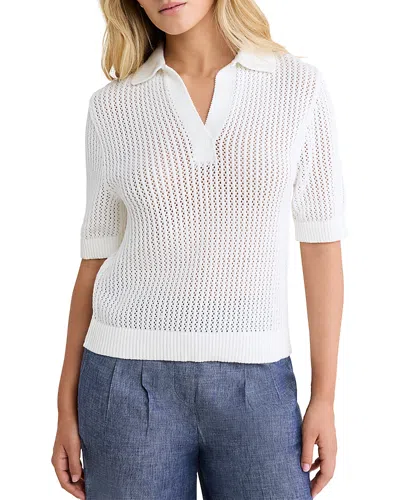 Nic + Zoe Nic+zoe Mesh Polo Sweater In White