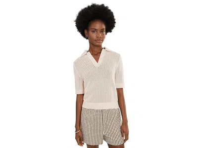Nic + Zoe Mesh Polo Sweater Women's Clothing Sand: Xs In White