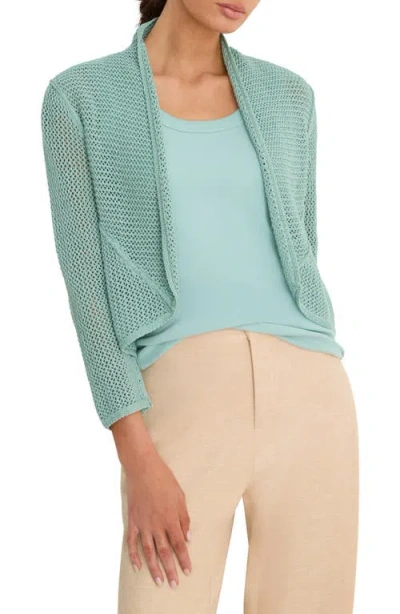 Nic + Zoe Nic+zoe Mesh Stitch Cocoon Cardigan In Green