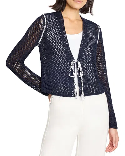 Nic + Zoe Nic+zoe Mesh Tie Cardigan In Blue