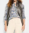 Nic + Zoe Metallic Faux Leather Puffer Vest In Bronze In Gold