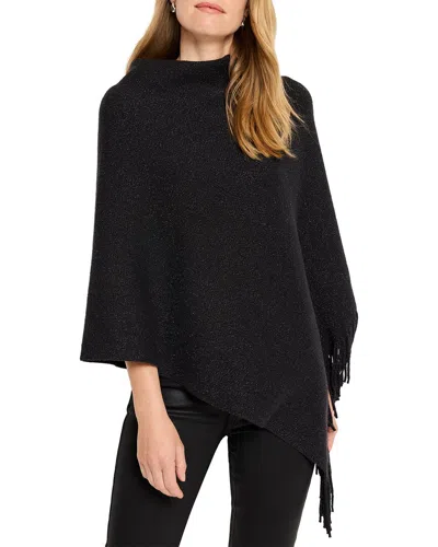 Nic + Zoe Nic+zoe Go To Metallic Fringe Trim Poncho In Black Onyx