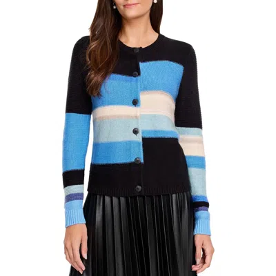 Nic + Zoe Mid-day Mix Cardigan In Aqua In Black