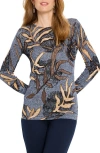 Nic + Zoe Midnight Fern Sweater In Indigo Multi