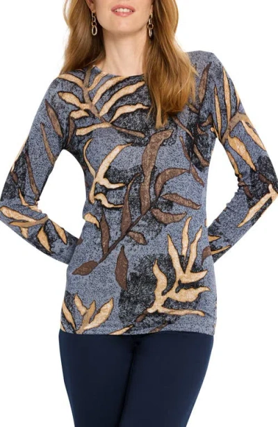 NIC + ZOE NIC+ZOE MIDNIGHT FERN COTTON BLEND SWEATER