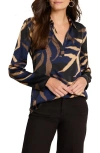 Nic + Zoe Nic+zoe Midnight Fern Satin Top In Indigo Multi