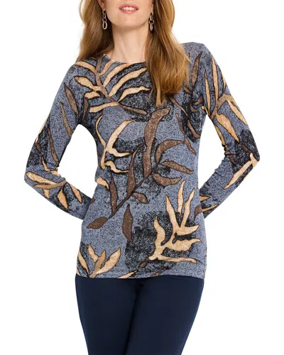 Nic + Zoe Midnight Fern Sweater In Indigo Multi