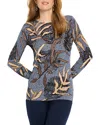 Nic + Zoe Midnight Fern Sweater In Indigo Multi