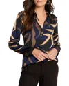 Nic + Zoe Nic+zoe Midnight Fern Satin Top In Indigo Multi