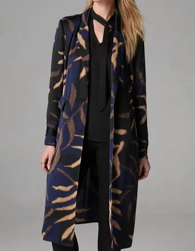 Nic + Zoe Midnight Fern Trench Jacket In Indigo Multi In Blue