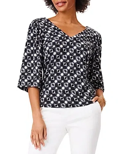 Nic + Zoe Womens Knit 3/4 Sleeves Blouse In Multi