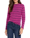 Nic + Zoe Mini Mock Geo Sweater Tee In Pink Multi