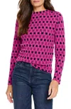 Nic + Zoe Mini Mock Geo Sweater Tee In Pink Multi In Pink