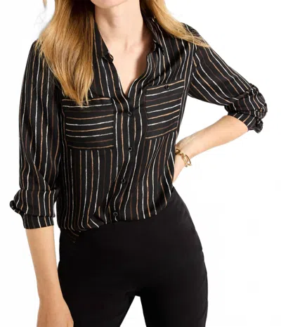 Nic + Zoe Mini Painted Stripe Shirt In Black Stripe
